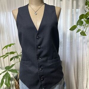 Women's Navy Pinstripe Vest